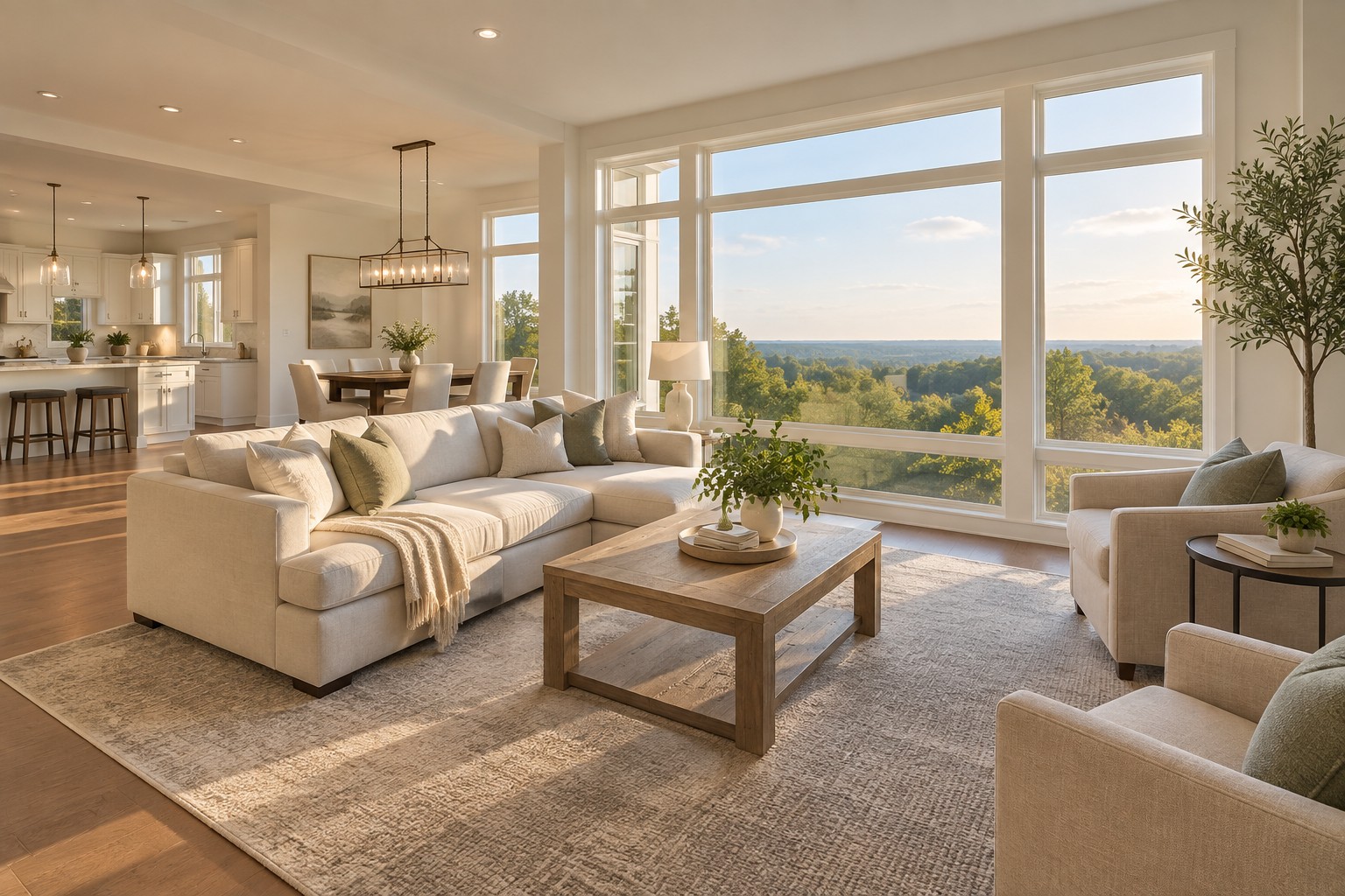 A bright Northern Virginia home interior, illustrative